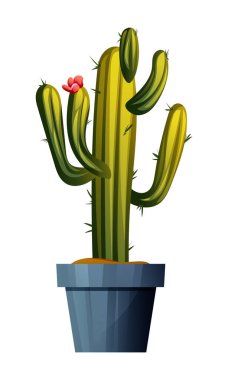 Çizgi filmdeki kaktüs çizimi. Vektör beyazda izole edildi