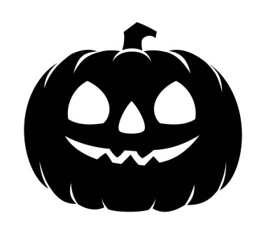 Gülen suratlı Cadılar Bayramı kabağı. Vektör çizgi film karakteri silüeti çizimi