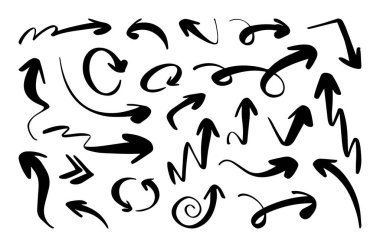 Farklı yönlerde el çizimleri, kıvrımlı, düz ve zikzak çizgileri. Vektör çizgi film illüstrasyonu