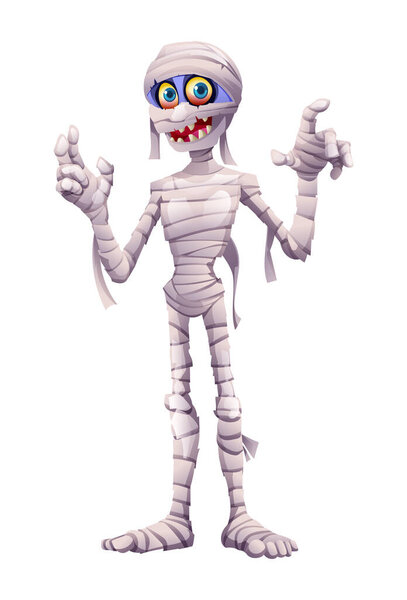 Иллюстрация векторного персонажа мумии на белом фоне