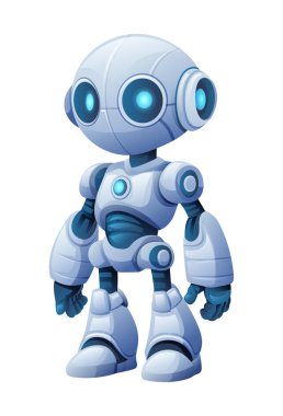 Sevimli robot karakter. Vektör çizgi film illüstrasyonu