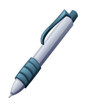 Geri çekilebilir tükenmez kalem. Vektör karikatür çizimi beyaz arkaplanda izole edildi