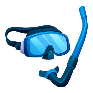 Su altında yüzmek için şnorkelle dalış maskesi. Vektör çizgi film illüstrasyonu