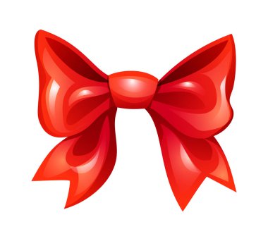 Keskin uçlu kuyruklu kırmızı fiyonk ve parlak ışık, hediyeler ve dekorasyon için uygun. Vektör çizgi film illüstrasyonu