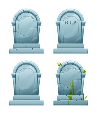 Mezar taşı vektör karikatür çizimi. RIP mezar taşı beyaz arkaplanda izole edildi