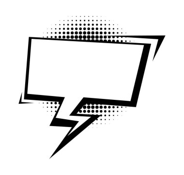 Yarım ton noktalı ve sivri uçlu komik konuşma balonu. Vektör çizgi film illüstrasyonu