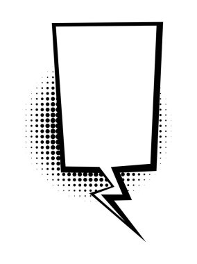 Sivri kuyruklu ve yarım tonlu gölgeli komik konuşma balonu. Vektör çizgi film illüstrasyonu