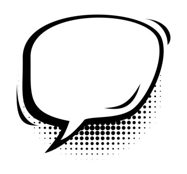 Yarım tonlu ve dinamik çizgileri olan boş bir çizgi roman balonu. Vektör çizgi film illüstrasyonu