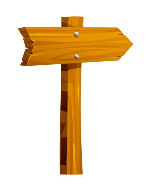 Tahta ok işareti basit bir yapıyı işaret ediyor. Vektör çizgi film illüstrasyonu