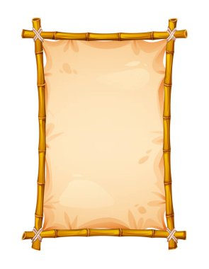 Parşömen kaplamalı bambu çerçeve. Yaratıcı tasarımlar için mükemmel. Vektör çizgi film illüstrasyonu