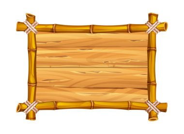 Tahta desenli bambu çerçeve, kırsal veya macera temalı. Vektör çizgi film illüstrasyonu