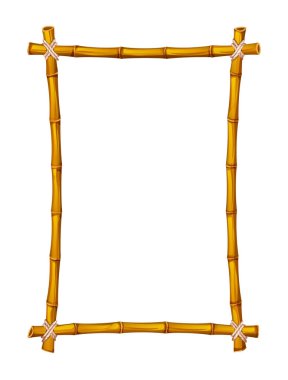 Uzun bambu dikdörtgen çerçeve, bağlı ipler, yaratıcı arka planlar için mükemmel. Vektör çizgi film illüstrasyonu