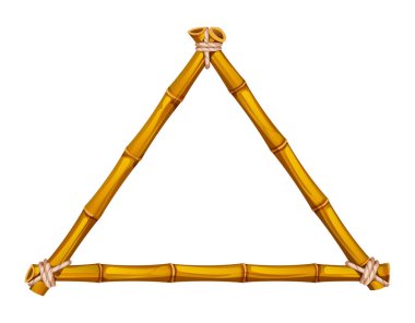 İple bağlanmış üçgen bambu çerçeve orman temalı tasarımlar için mükemmel. Vektör çizgi film illüstrasyonu