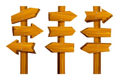 Çeşitli yönleri ve kırsal dokuları olan tahta levhalar. Vektör çizgi film illüstrasyonu