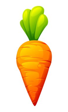 Üstünde yaprak olan taze havuç. Vektör çizgi film illüstrasyonu