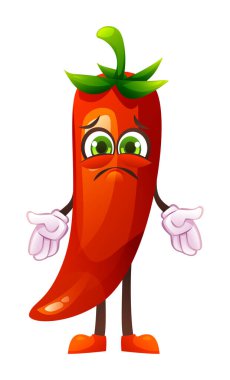 Acı biber karakteri, hayal kırıklığını ifade ediyor. Vektör çizgi film illüstrasyonu