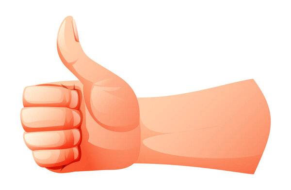 Рука показывает большой палец вверх жест одобрения. Векторная иллюстрация