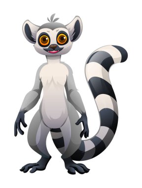 Dost canlısı lemur ayakta duruyor. Vektör çizgi film karakteri çizimi