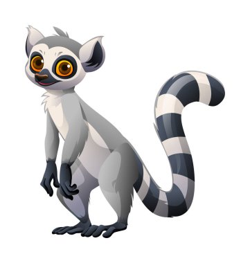Tatlı lemur çizgi film karakteri. Vektör illüstrasyonu