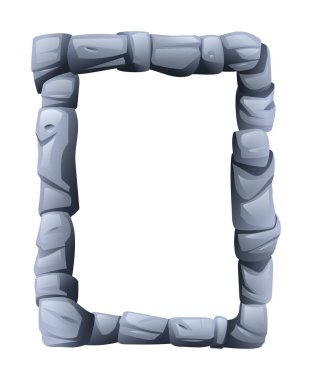 Çentikli taş parçalarından yapılmış dikdörtgen taş çerçeve ortasındaki boşluğu kapatıyor. Vektör çizgi film illüstrasyonu