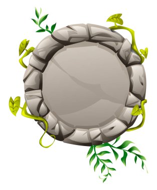 Süslü sarmaşıkları ve yaprakları olan yuvarlak bir orman iskeleti. Vektör çizgi film illüstrasyonu