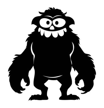 Kocaman gözleri ve dişlek gülüşü olan sevimli bir çizgi film karakteri. Komik tüylü yaratık. Vektör çizgi film illüstrasyonu