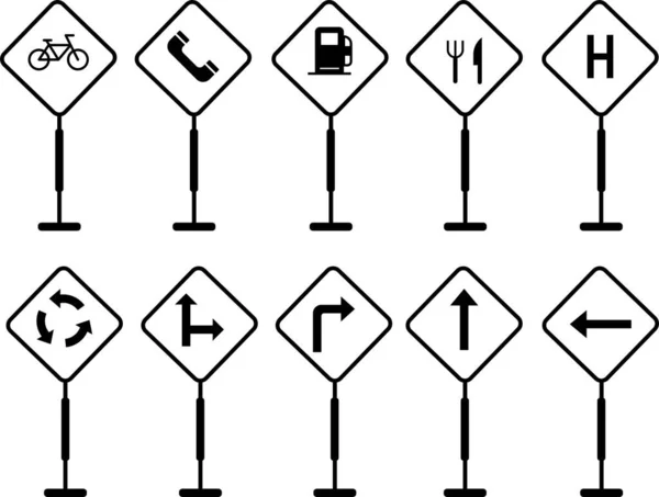Дорожні Знаки Вулиця Ізольована Дорога Шосе Вектор Ілюстрація — стоковий вектор