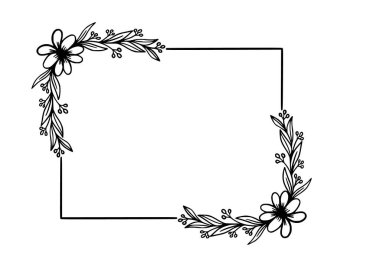 Çiçeksel kare çerçeve çizimi