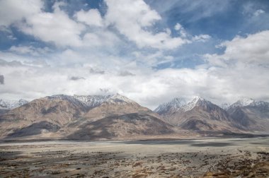 Hindistan 'ın Ladakh kentindeki Maitreya Buddha üssünden Nubra Vadisi' nin panoramik görüntüsü. Uçsuz bucaksız manzaralar, dağlar ve kültürel sükunetin çarpıcı bir karışımı..