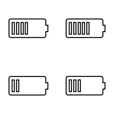 Batarya simgesi ayarlandı. cep telefonu şarjı çizimi, düz basit vektör simgesi tasarımı.