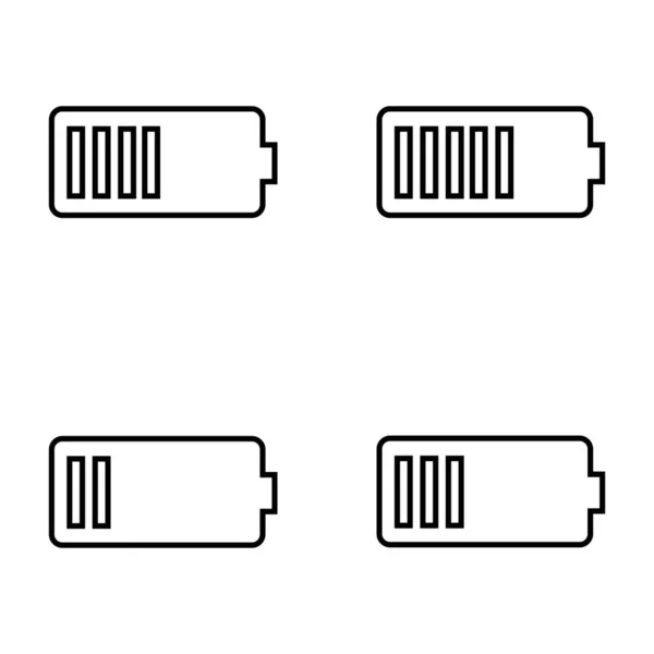 Battery Icon Set Vector Mobile Phone Battery Charging Illustration Flat — Stock Vector