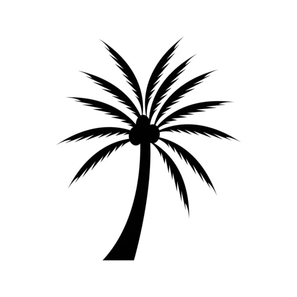 Fekete Vektor Egyetlen Palm Sziluettje Ikon Elszigetelt — Stock Vector