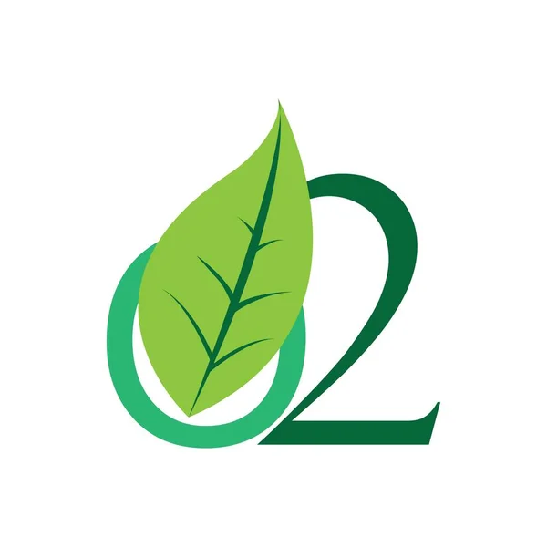 Nature Oxygen Icon Concept Und Grüne Blätter — Stockvektor