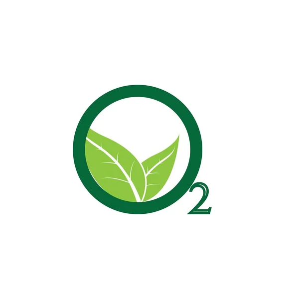 Nature Oxygen Icon Concept Und Grüne Blätter — Stockvektor
