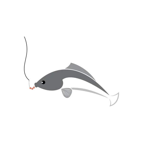 Angeln Logo Fisch Und Haken Logo Vorlage — Stockvektor