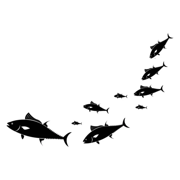 Atum Peixe Mar Entidade Animal Silhouett — Vetor de Stock