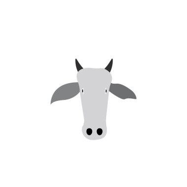 Beyaz arkaplanda bir inek kafası tasarımı taşıyıcısı