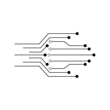 Chip Dijital Logo soyut Yapay Zeka AI vektör tasarımı Doğrusal Tasarım