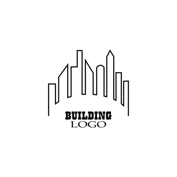Logo Entreprise Construction Bâtiments Logo Ligne Géométrique — Image vectorielle