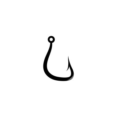 Balık Logosu, Balık ve Kanca Logosu Şablonu, Düz Logo Biçimi.