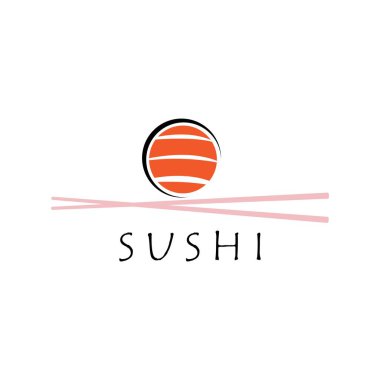 Ton balıklı suşinin vektör çizimi logosu