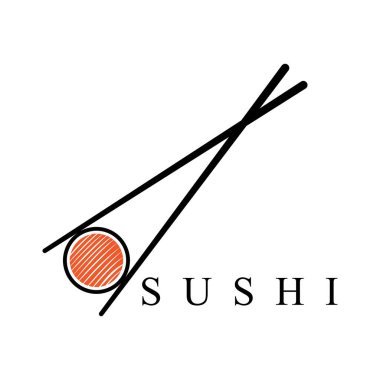 Ton balıklı suşinin vektör çizimi logosu