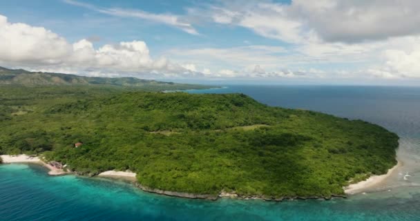 Vista Aérea Isla Siquijor Con Una Hermosa Costa Blanca Siquijor — Vídeos de Stock