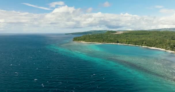 迷人的美丽的热带岛屿的空中景观 Siquijor 菲律宾 — 图库视频影像