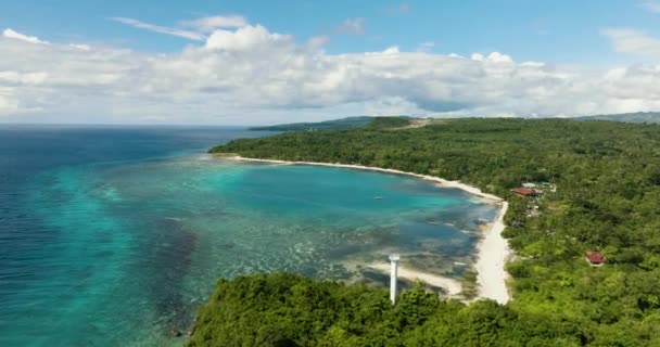Vacker Kustutsikt Med Flytande Båtar Från Tropical Island Siquijor Filippinerna — Stockvideo