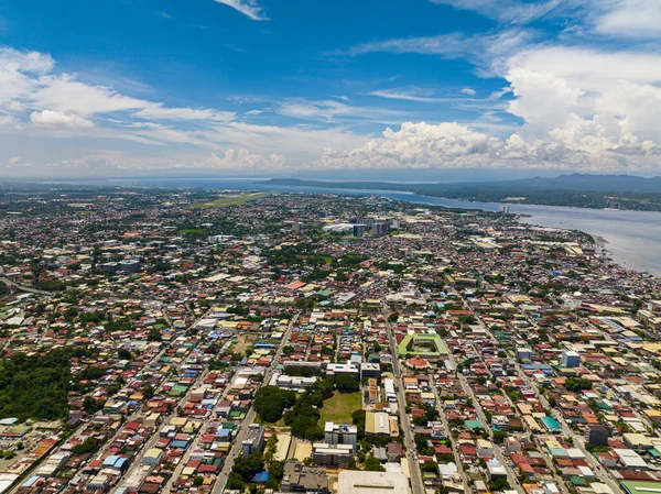 Gran Vista Desde Cima Ciudad Davao Vida Diurna Urbana Vista — Foto de Stock