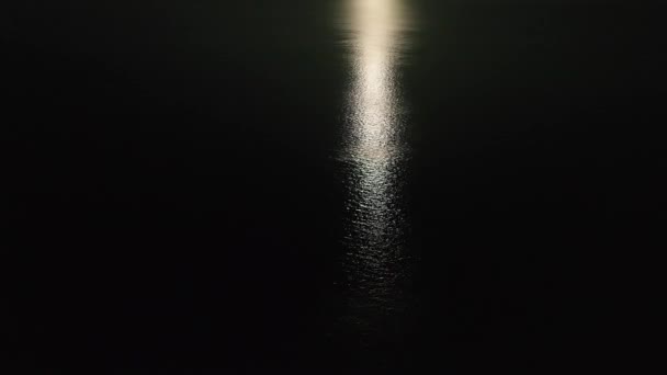 Maanspoor Het Wateroppervlak Nacht Uitzicht Zee — Stockvideo