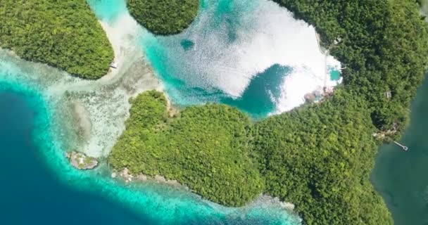 熱帯島のラグーンの透明ターコイズブルーの水 ソコロのブカス グランデ島 フィリピンのミンダナオ島 — ストック動画