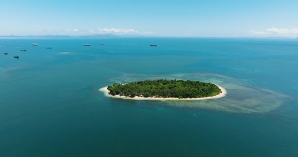 Ilha Tropical Cercada Por Praia Areia Branca Mar Azul Sob — Vídeo de Stock