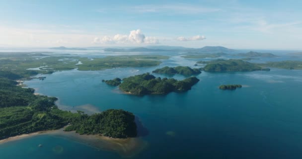 Tropisch Landschap Met Eilanden Blauwe Zee Mindanao Filipijnen — Stockvideo